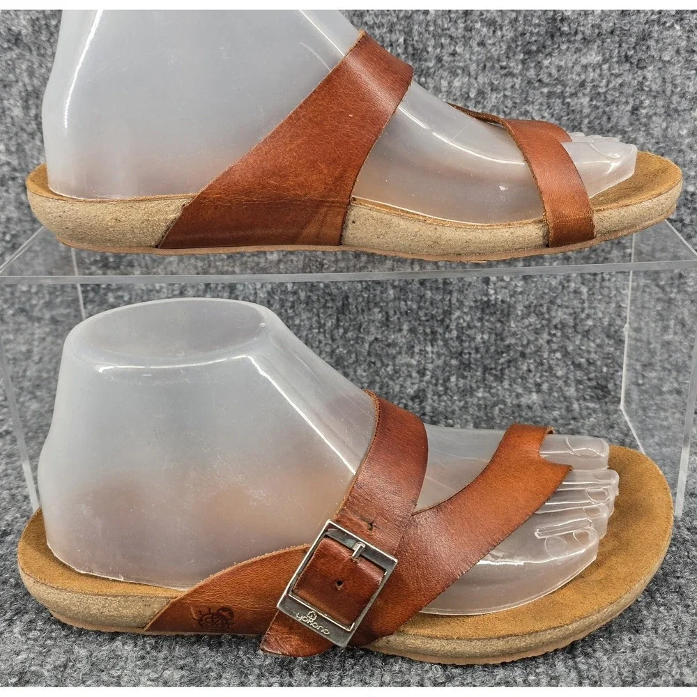 Yokono Vaquetilla Nuez Slip-On Sandal Women's 7.5 Brown Leather Thong Spain Cork